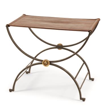 NILES BENCH WITH LEATHER SEAT