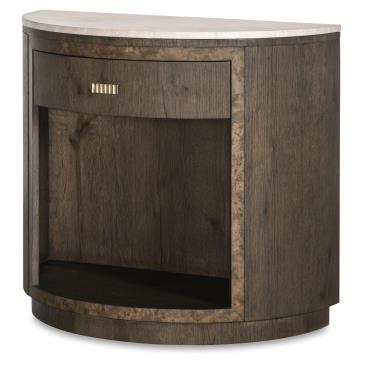 Monterey Demilune Nightstand w/Travertine - Hawthorne Dark