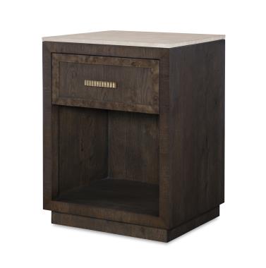 Monterey Single Drawer Nightstand w/Travertine - Hawthorne Dark