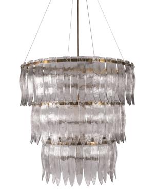 Amalfi Three Tier Small Glass Leaf Chandelier - Clear Glass